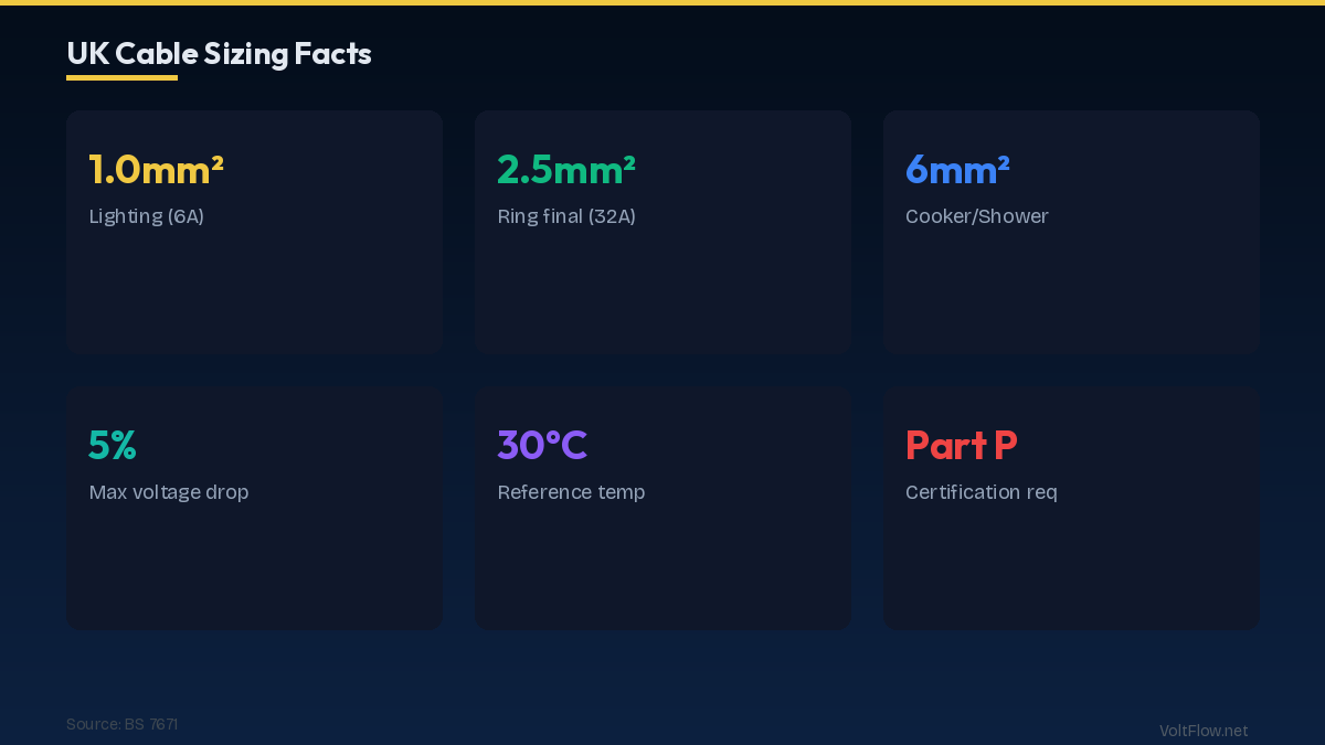 Standard Cable Sizes for Domestic Circuits